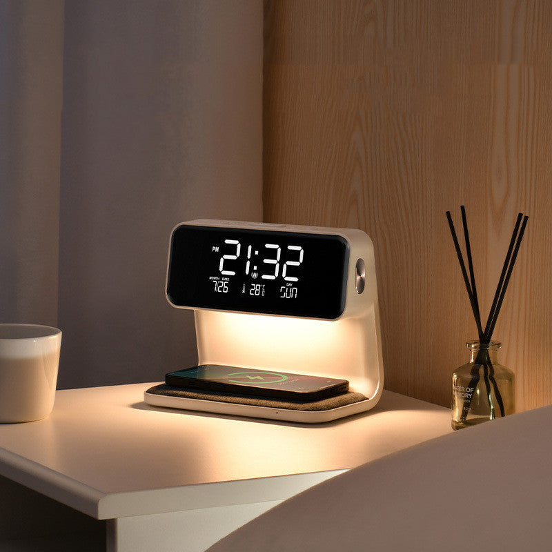 Creative 3-in-1 Night Lamp with Wireless Charging and LCD Screen Alarm Clock – Wireless Phone Charger