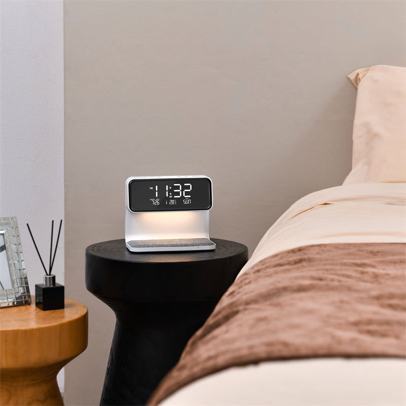 Creative 3-in-1 Night Lamp with Wireless Charging and LCD Screen Alarm Clock – Wireless Phone Charger