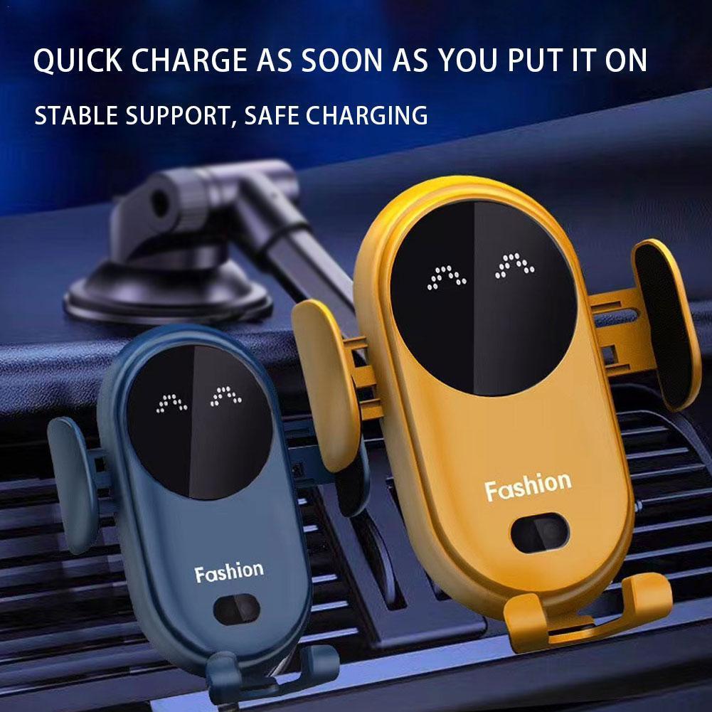 Smart Wireless Car Charger & Auto-Clamping Phone Holder – Fast Charging & Infrared Sensor