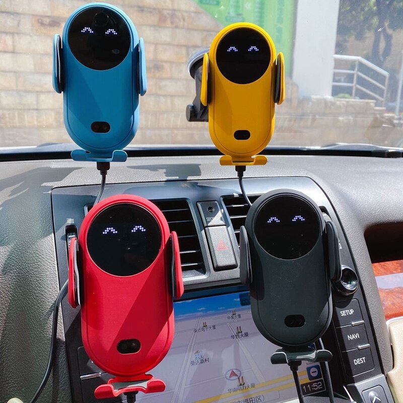 Smart Wireless Car Charger & Auto-Clamping Phone Holder – Fast Charging & Infrared Sensor