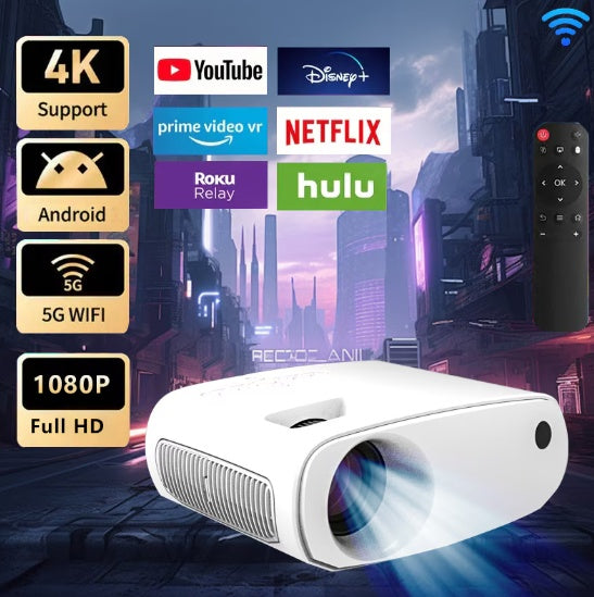 Mini HD Smart Projector – 1080P, 4K Support, WiFi & Bluetooth | Home Cinema Experience